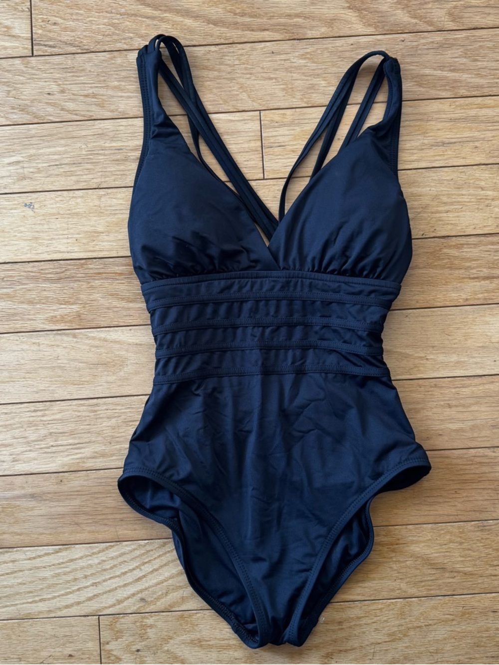 La Blanca Black One Piece Swimsuit Strappy Back Cutout Waist S